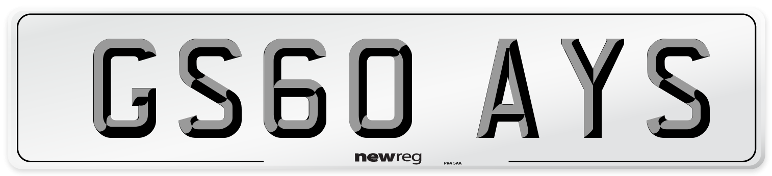GS60 AYS Number Plate from New Reg